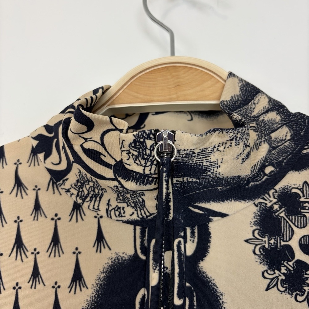 Jean Paul Gaultier Printed Heraldique Long Sleeve High Neck Catsuit XXL Cream - Picture 10 of 16
